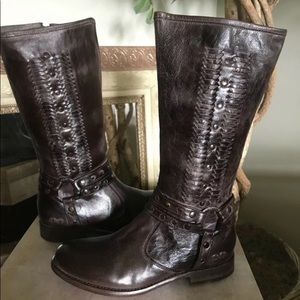 Bed Stu Selina dark brown harness boot